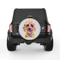 COLORFUL GOLDENDOODLE SILVER CARBON FIBER TIRE COVER