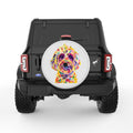 COLORFUL GOLDENDOODLE PEARL  WHITE CARBON FIBER TIRE COVER