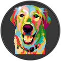 COLORFUL GOLDEN RETRIEVER BLACK CARBON FIBER TIRE COVER