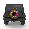 COLORFUL LEOPARD PRINT SUNFLOWER PEARL  WHITE CARBON FIBER TIRE COVER