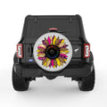 COLORFUL LEOPARD PRINT SUNFLOWER SILVER CARBON FIBER TIRE COVER