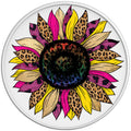 COLORFUL LEOPARD PRINT SUNFLOWER WHITE TIRE COVER