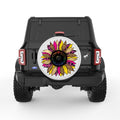 COLORFUL LEOPARD PRINT SUNFLOWER PEARL  WHITE CARBON FIBER TIRE COVER