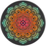 COLORFUL MANDALA FLOWER BLACK CARBON FIBER TIRE COVER