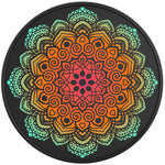 COLORFUL MANDALA FLOWER BLACK TIRE COVER