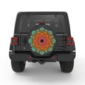 COLORFUL MANDALA FLOWER BLACK CARBON FIBER TIRE COVER