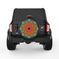 COLORFUL MANDALA FLOWER BLACK TIRE COVER
