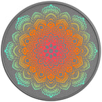 COLORFUL MANDALA FLOWER SILVER CARBON FIBER TIRE COVER