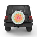 COLORFUL MANDALA FLOWER BLACK TIRE COVER