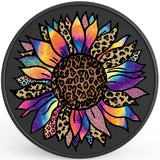 COLORFUL PURPLE TIE DYE SUNFLOWER BLACK CARBON FIBER TIRE COVER
