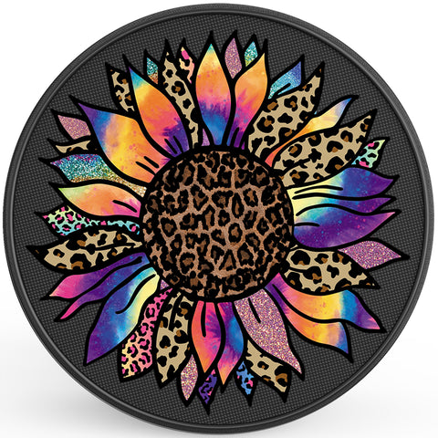COLORFUL PURPLE TIE DYE SUNFLOWER BLACK CARBON FIBER TIRE COVER