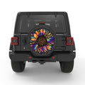 COLORFUL PURPLE TIE DYE SUNFLOWER PEARL  WHITE CARBON FIBER TIRE COVER