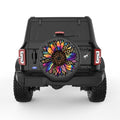 COLORFUL PURPLE TIE DYE SUNFLOWER BLACK CARBON FIBER TIRE COVER