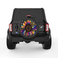 COLORFUL PURPLE TIE DYE SUNFLOWER BLACK TIRE COVER