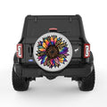 COLORFUL PURPLE TIE DYE SUNFLOWER SILVER CARBON FIBER TIRE COVER