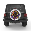 COLORFUL PURPLE TIE DYE SUNFLOWER SILVER CARBON FIBER TIRE COVER