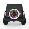 COLORFUL PURPLE TIE DYE SUNFLOWER WHITE TIRE COVER