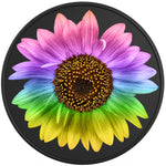 COLORFUL RAINBOW SUNFLOWER BLACK TIRE COVER