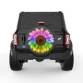 COLORFUL RAINBOW SUNFLOWER BLACK CARBON FIBER TIRE COVER
