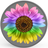 COLORFUL RAINBOW SUNFLOWER SILVER CARBON FIBER TIRE COVER