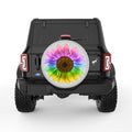 COLORFUL RAINBOW SUNFLOWER SILVER CARBON FIBER TIRE COVER