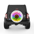 COLORFUL RAINBOW SUNFLOWER PEARL  WHITE CARBON FIBER TIRE COVER