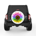 COLORFUL RAINBOW SUNFLOWER WHITE TIRE COVER
