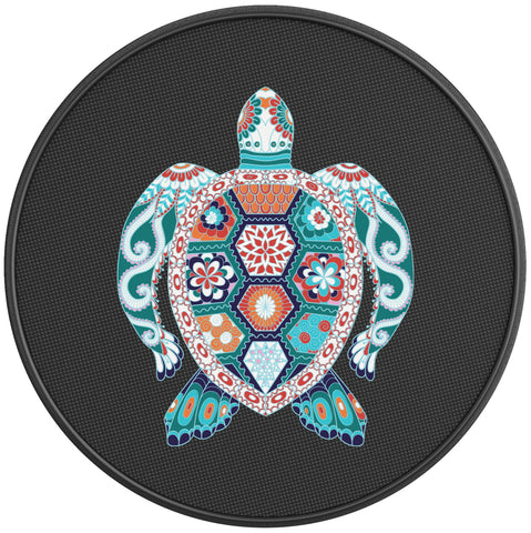 COLORFUL TURTLE PEARL  WHITE CARBON FIBER TIRE COVER
