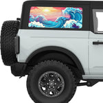 COLORFUL WAVES QUARTER WINDOW DECAL FITS 2021+ FORD BRONCO 2 DOOR HARD TOP