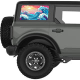 COLORFUL WAVES QUARTER WINDOW DECAL FITS 2021+ FORD BRONCO 4 DOOR HARD TOP