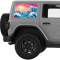 COLORFUL WAVES QUARTER WINDOW DECAL FITS 2011-2018 JEEP WRANGLER 4 DOOR HARD TOP JKU