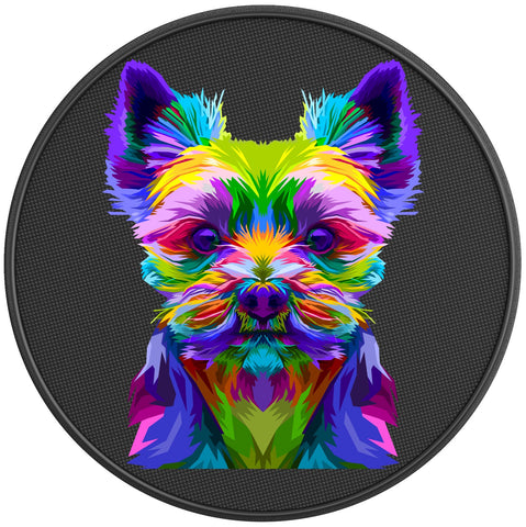 COLORFUL YORKSHIRE TERRIER PEARL  WHITE CARBON FIBER TIRE COVER
