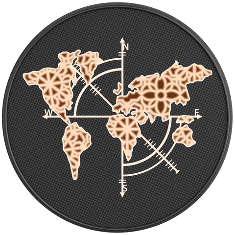 COMPASS MAP BLACK CARBON FIBER TIRE COVER