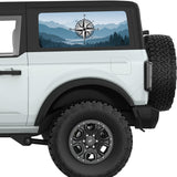 COMPASS MOUNTAINS LANDSCAPE QUARTER WINDOW DECAL FITS 2021+ FORD BRONCO 2 DOOR HARD TOP