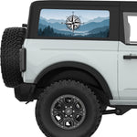 COMPASS MOUNTAINS LANDSCAPE QUARTER WINDOW DECAL FITS 2021+ FORD BRONCO 2 DOOR HARD TOP