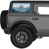 COMPASS MOUNTAINS LANDSCAPE QUARTER WINDOW DECAL FITS 2021+ FORD BRONCO 4 DOOR HARD TOP