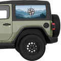 COMPASS MOUNTAINS LANDSCAPE QUARTER WINDOW DECAL FITS 2018+ JEEP WRANGLER 2 DOOR HARD TOP JL