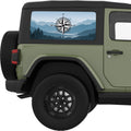 COMPASS MOUNTAINS LANDSCAPE QUARTER WINDOW DECAL FITS 2011-2018 JEEP WRANGLER 2 DOOR HARD TOP JK