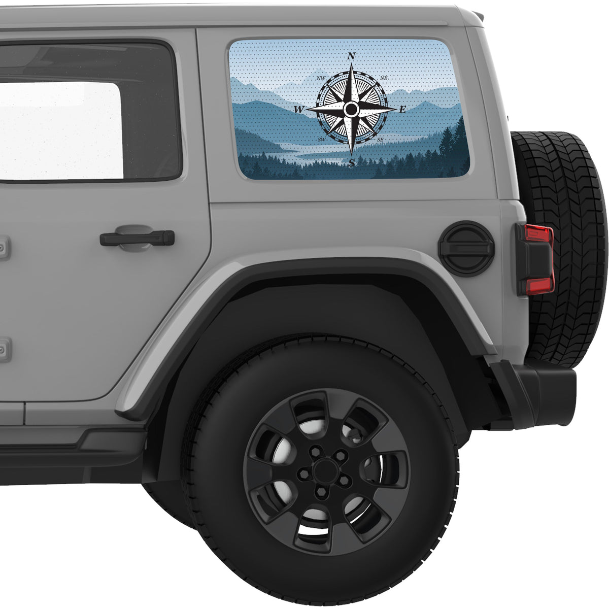 Compass Mountains Landscape Quarter Window Decal For Jeep Wrangler Hard ...