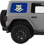 CONNECTICUT STATE FLAG QUARTER WINDOW DECAL FITS 2011-2018 JEEP WRANGLER 4 DOOR HARD TOP JKU