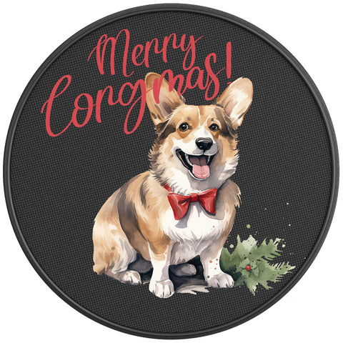 CORGI CHRISTMAS DOG PEARL  WHITE CARBON FIBER TIRE COVER