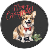 CORGI CHRISTMAS DOG BLACK CARBON FIBER TIRE COVER