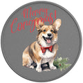 CORGI CHRISTMAS DOG SILVER CARBON FIBER TIRE COVER