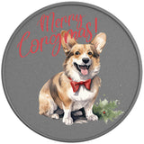 CORGI CHRISTMAS DOG SILVER CARBON FIBER TIRE COVER