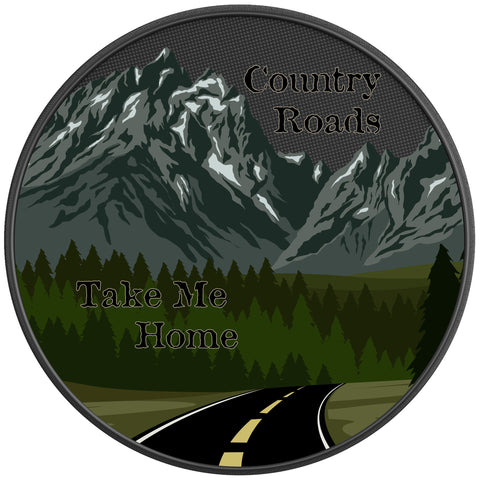 COUNTRY ROADS TAKE ME HOME PEARL  WHITE CARBON FIBER TIRE COVER