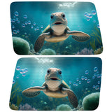 CUTE BABY SEA TURTLE QUARTER WINDOW DRIVER & PASSENGER DECALS