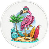 CUTE BEACH FLAMINGO PEARL  WHITE CARBON FIBER TIRE COVER
