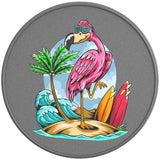 CUTE BEACH FLAMINGO SILVER CARBON FIBER TIRE COVER