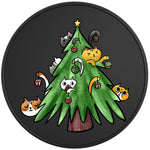 CUTE CAT CHRISTMAS TREE BLACK TIRE COVER