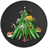 CUTE CAT CHRISTMAS TREE BLACK TIRE COVER